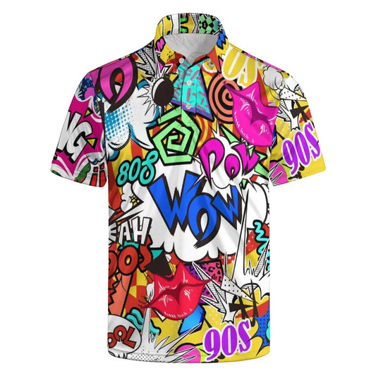 Hot Sale 3d Printing 80s 90s Golf Polo Shirt Summer Retro Lapel Shirt Street Loose Short Sleeve Tops Men's Button Tee Shirts