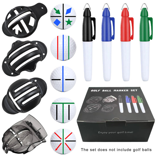 8 Pcs Golf Alignment Tool & Marker Pen Set: 4 Templates + 4 Multi-Color Markers, Golf Training & Accessories